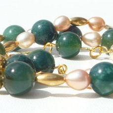 Green and Gold vintage style glamour bracelet